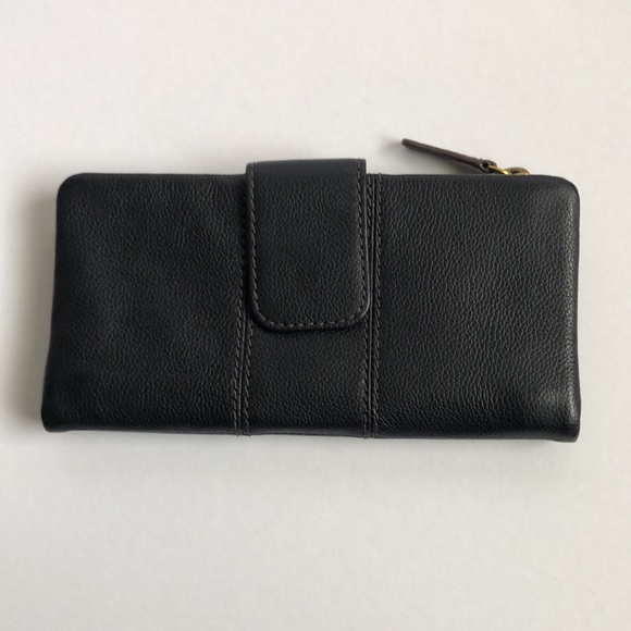 Fossil Ella black leather cowhide oblong clutch wallet - Picture 6 of 8